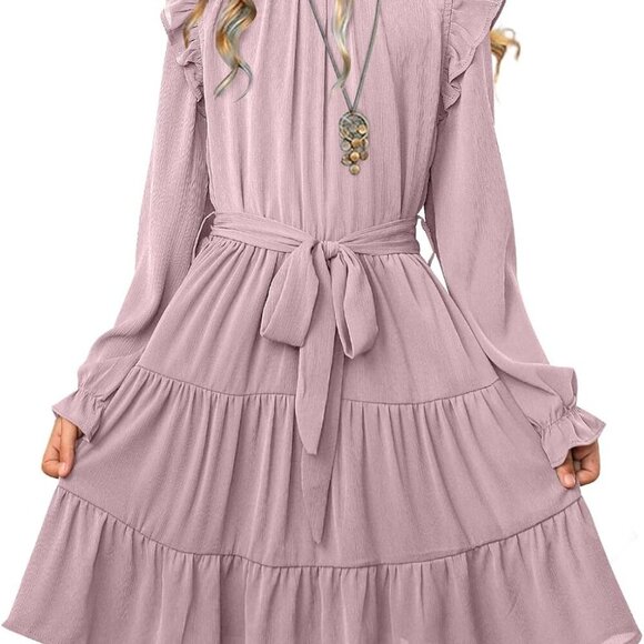 Girls' Light Pink Maxi Ruffle Dress, Size 10-11 Years - Picture 1 of 8